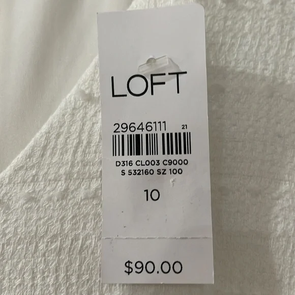 New Loft Size 10 95% cotton 1% spandex white sleeveless dress fully lined🍀🍀 - Picture 3 of 7